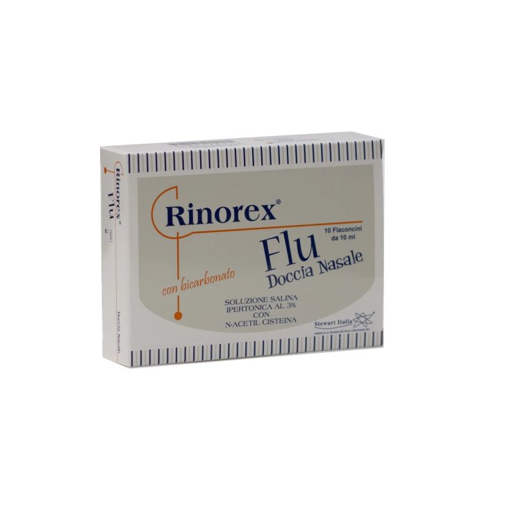 Rinorex Flu Doccia Nasale Soluzione Salina Ipertonica con N-Acetil Cisteina 10 Fiale da 10 ml - Rinorex