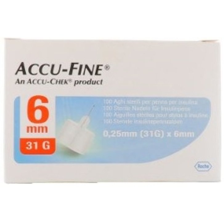 Accu-Fine Ago per Penna Insulina 31G 6mm 100 Pezzi - Roche Diabetes Care Italy SpA Accu-Fine Ago per Penna Insulina 31G 6mm 100 Pezzi - Roche Diabetes Care Italy SpA