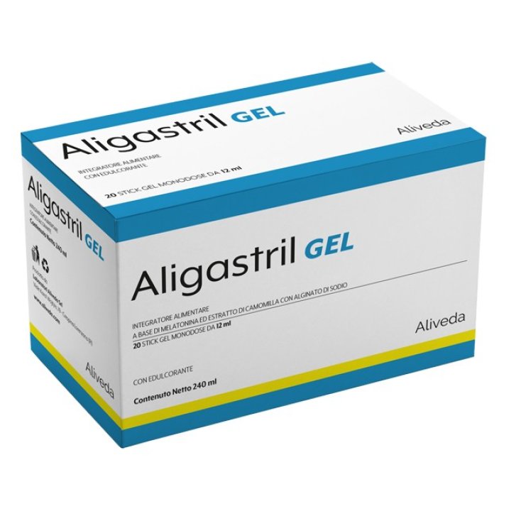 Aligastril Gel Integratore per Benessere Gastrointestinale con Melatonina e Camomilla 20 Stick - Laboratori Aliveda
