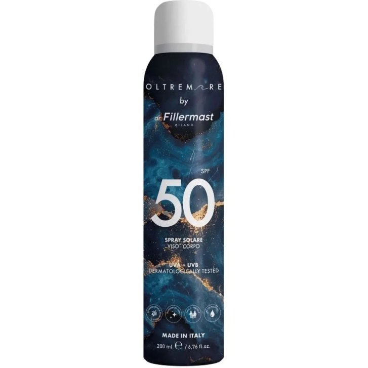 Dr Fillermast Spray Solare Viso Corpo SPF50 con Acido Ialuronico Aloe Vera e Olio di Girasole 200ml - Mast Industria Italiana