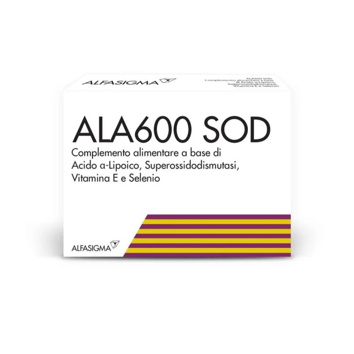 Ala600 Sod Integratore con Acido Alfa-Lipoico Vitamina E e Selenio 20 Compresse - Farmed Srl Ala600 Sod Integratore con Acido Alfa-Lipoico Vitamina E e Selenio 20 Compresse - Farmed Srl