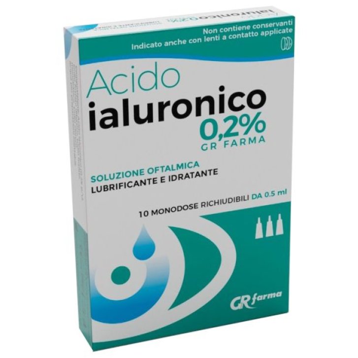 Acido Ialuronico 0,2% Soluzione Oftalmica Lubrificante e Idratante 10 Flaconcini da 0,5 ml - Gr Farma Acido Ialuronico 0,2% Soluzione Oftalmica Lubrificante e Idratante 10 Flaconcini da 0,5 ml - Gr Farma