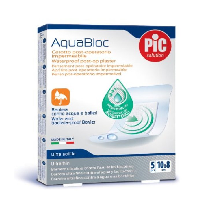 Cerotto Impermeabile Aquabloc con Tampone Antibatterico 10x8 cm 5 Pezzi - Pic