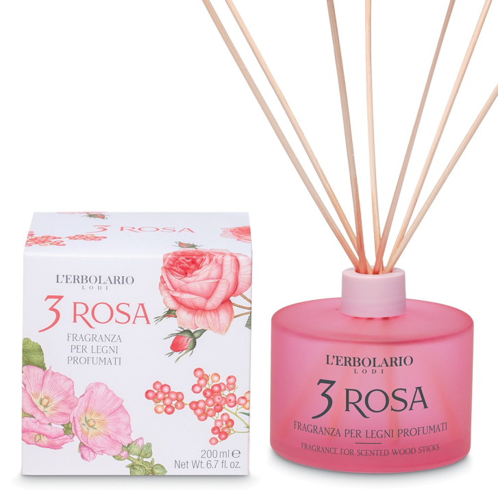 3 Rosa Fragranza Legni Profumati Profumatore per Ambienti 200 ml - L\'ERBOLARIO