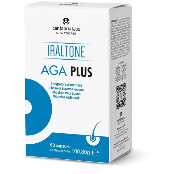 Iraltone AGA Plus Integratore per Capelli con Serenoa Repens e Olio di Semi di Zucca 60 Capsule - Difa Cooper Iraltone AGA Plus Integratore per Capelli con Serenoa Repens e Olio di Semi di Zucca 60 Capsule - Difa Cooper