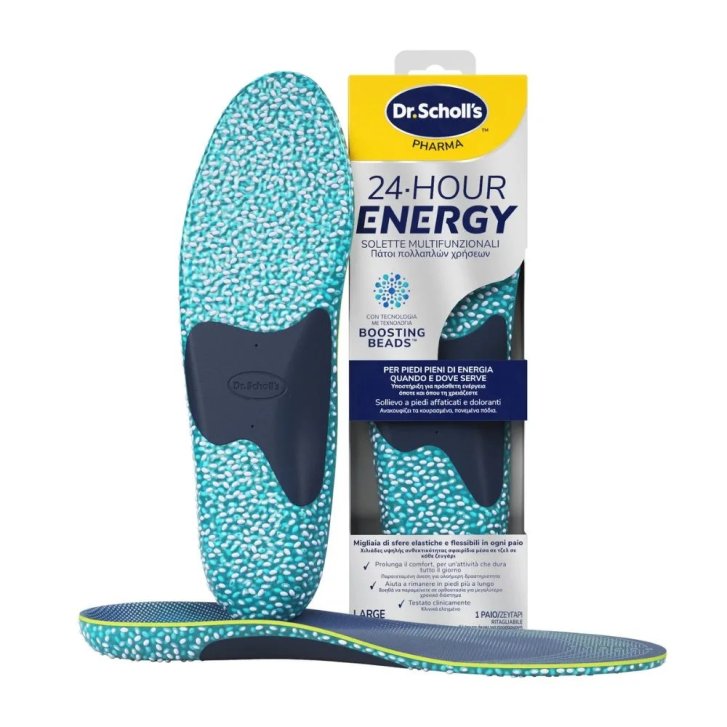Scholl 24-Hour Energy Solette in Memory Foam con Tecnologia Boosting Beads Taglia L 1 Paio - Scholl