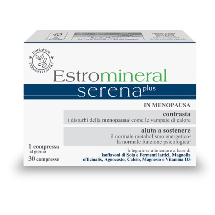 Estromineral Serena Plus Integratore per Menopausa con Isoflavoni di Soia e Fermenti Lattici 30 Compresse - Estromineral