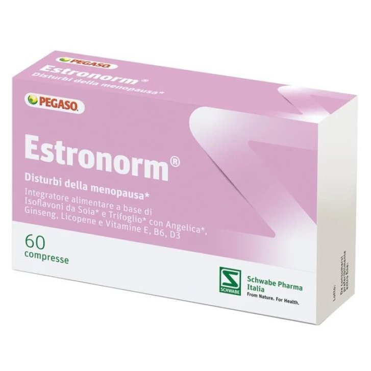 Estronorm Integratore Alimentare per la Menopausa con Soia, Trifoglio e Vitamine 60 Compresse - Schwabe Pharma Italia