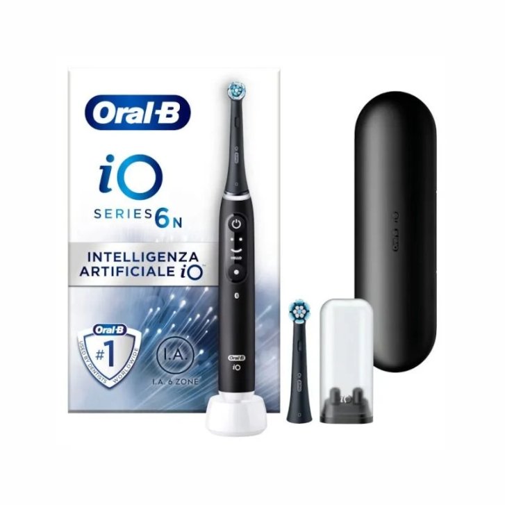 Oral-B iO6 Spazzolino Elettrico Ricaricabile con Display Interattivo e 2 Testine di Ricambio - 80362431 - ORA021