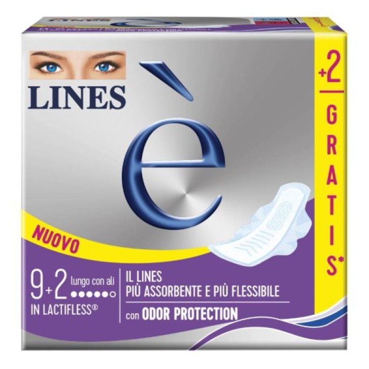 Lines E\' Lungo Con Ali Assorbente con Odor Protection 9+2 Pezzi - LINES