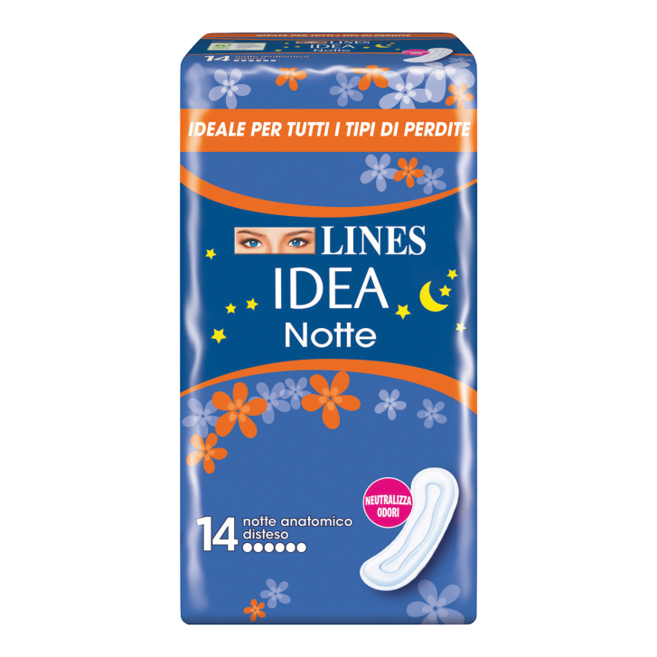 Lines Idea Notte Assorbente Anatomico Disteso Senza Ali 14 Pezzi - Lines