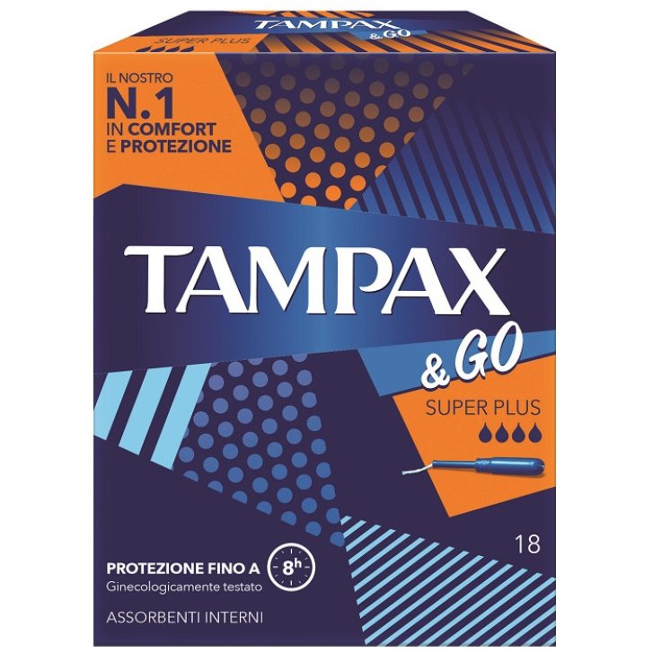 Tampax & Go Assorbente Interno Super Plus Flusso Molto Abbondante 18 Pezzi - Tampax