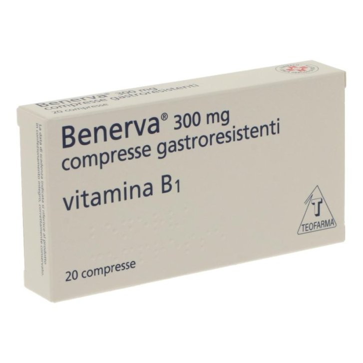 Benerva 300 mg Compresse Gastroresistenti per Carenza di Vitamina B1 20 Compresse - DIFARMED S.L.