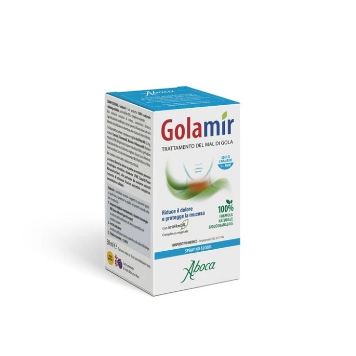 Golamir Spray No Alcol Dispositivo Medico per Mal di Gola 30ml - Golamir