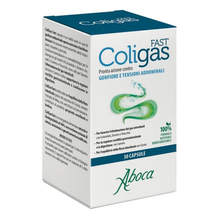 Coligas Fast Integratore Alimentare per Gonfiore Addominale e Digestione 30 Capsule - Aboca