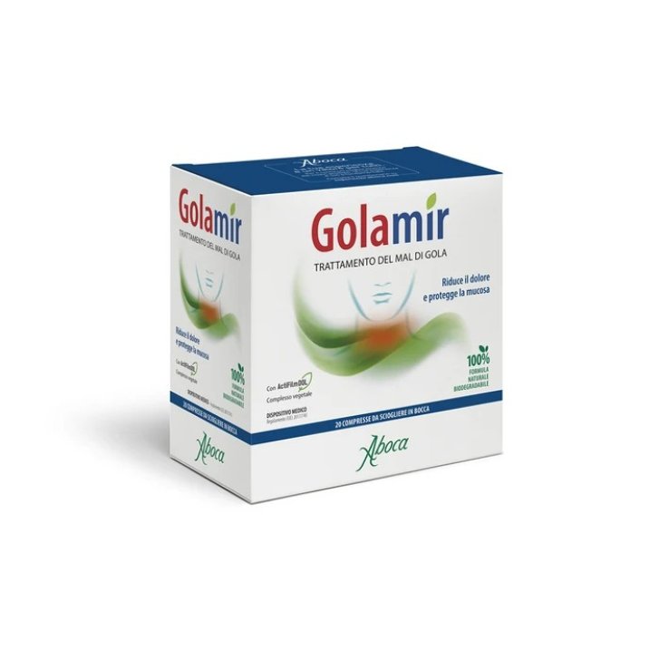 Golamir Dispositivo Medico per Mal di Gola con ActiFilm DOL 20 Compresse Orosolubili - Aboca