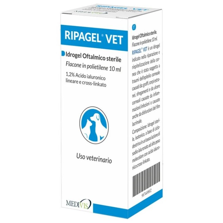 Ripagel Vet Gocce Oculari per Uso Veterinario con Acido Ialuronico 10 ml - Medivis