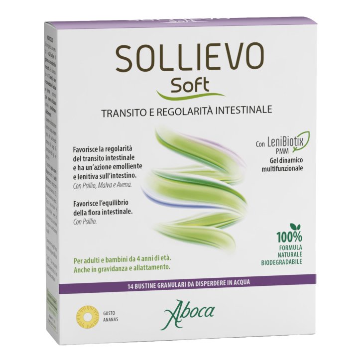 Sollievo Soft Integratore per la Regolarità del Transito con Psillio e Avena 14 Bustine - Aboca Spa Societa Agricola Sollievo Soft Integratore per la Regolarità del Transito con Psillio e Avena 14 Bustine - Aboca Spa Societa Agricola