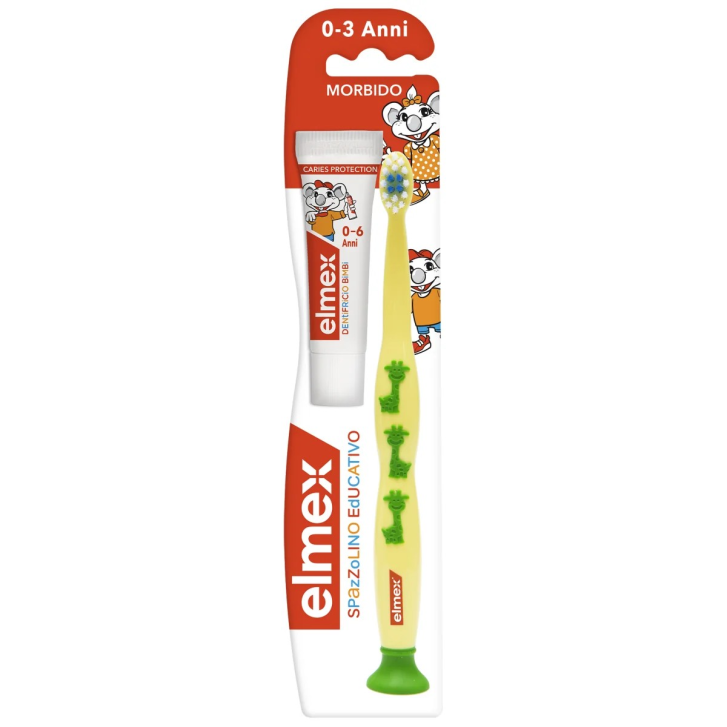Elmex Spazzolino Educativo per Bambini 0-3 Anni con Indicatore Dose Dentifricio 1 Pezzo - Elmex