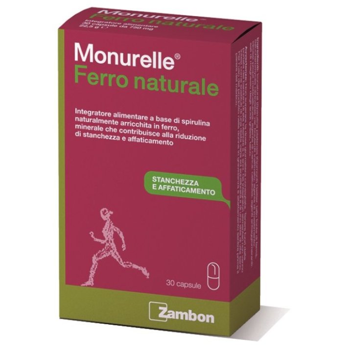 Monurelle Ferro Naturale Integratore con Ferro da Spirulina 30 Capsule - Zambon SpA