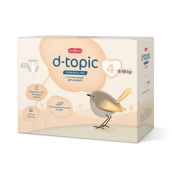 D-Topic Pannolino Taglia 4 con Tecnologia pH Comfort 20 Pezzi - Buona Spa Societa\' Benefit