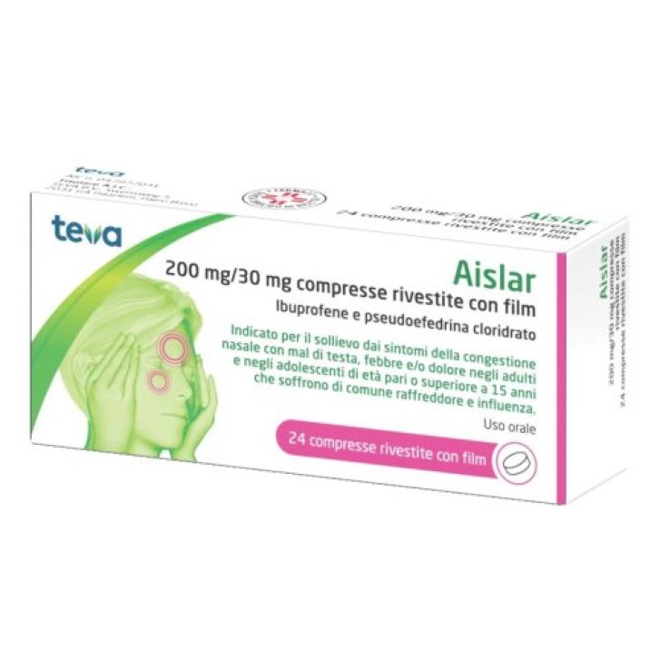Aislar 200 mg/30 mg Compresse Rivestite per Congestione Nasale e Mal di Testa 24 Compresse - Teva B.V.