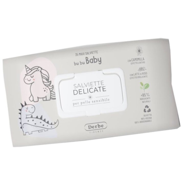 Bu Bu Baby Salviette Lenitive Delicate con Prebiotici e Latte di Riso 35 Pezzi - Derbe