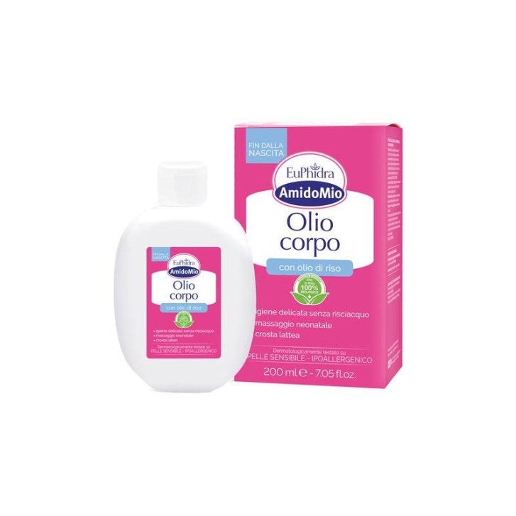 Euphidra AmidoMio Olio Corpo Idratante con Olio di Riso Biologico 200 ml - Euphidra