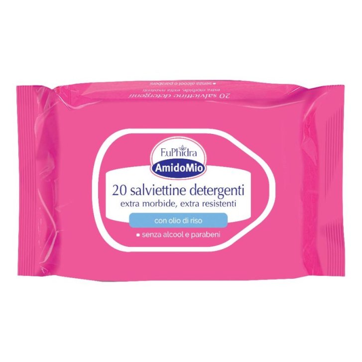 Euphidra AmidoMio Salviettine Detergenti Morbide e Resistenti con Olio di Riso e Camomilla 20 Pezzi - Euphidra