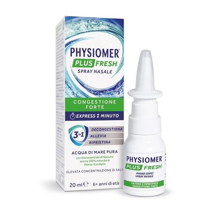 Physiomer Plus Fresh Spray Nasale Decongestionante con Olio di Niaouli e Menta 20ml - Physiomer