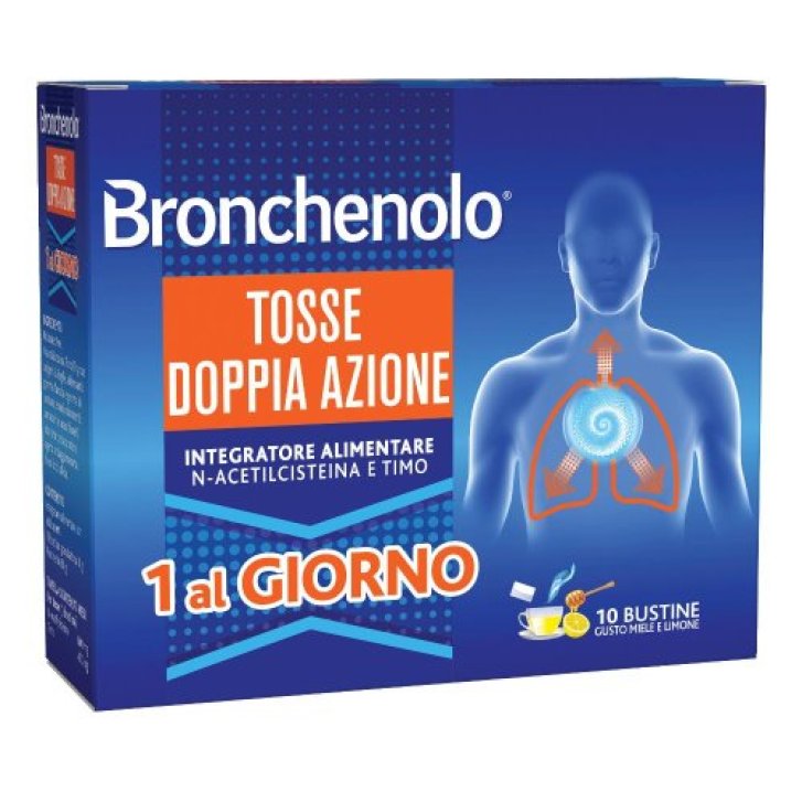 Bronchenolo Tosse Doppia Azione Integratore con N-Acetilcisteina e Timo 10 Bustine - Bronchenolo