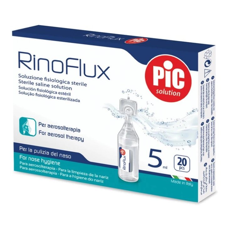 Pic Rinoflux Soluzione Fisiologica Sterile per Igiene Nasale e Aerosolterapia 20 Fialoidi da 5 ml - PIC