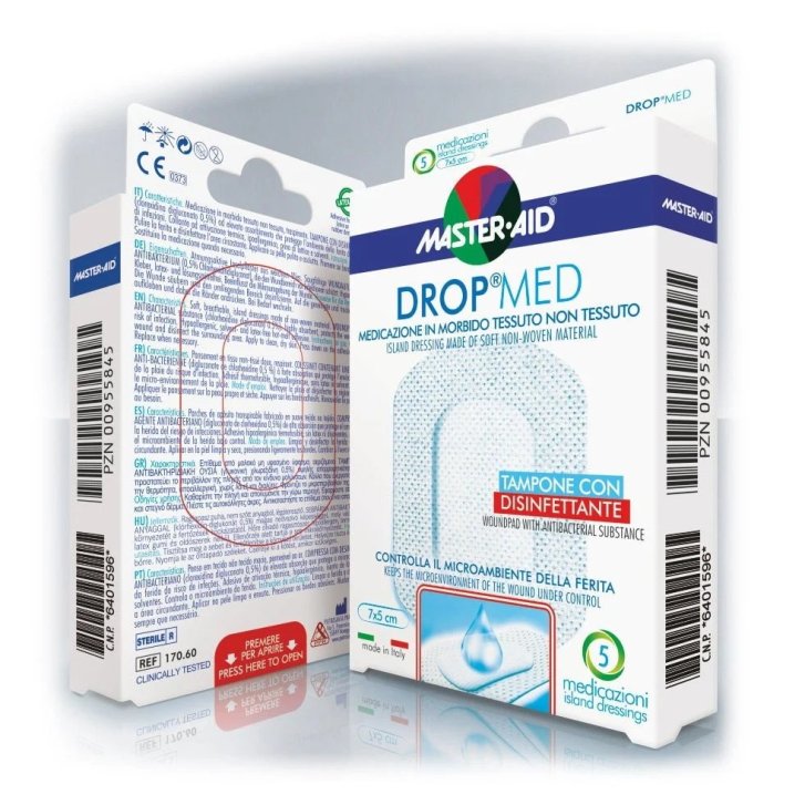 M-Aid Drop Med Medicazione con Clorexidina 10,5x20 cm 5 Pezzi - Master Aid
