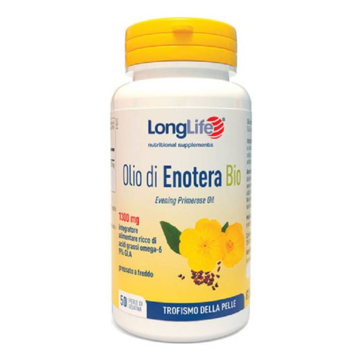 Longlife Olio di Enotera Bio 1300 mg Integratore con Omega-6 e GLA 50 Perle - Longlife Longlife Olio di Enotera Bio 1300 mg Integratore con Omega-6 e GLA 50 Perle - Longlife