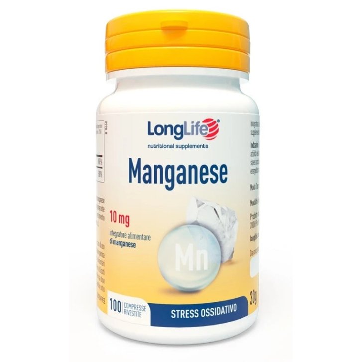 LONGLIFE Manganese Integratore con 10mg di Manganese per Ossa e Metabolismo 100 Compresse - LONGLIFE LONGLIFE Manganese Integratore con 10mg di Manganese per Ossa e Metabolismo 100 Compresse - LONGLIFE