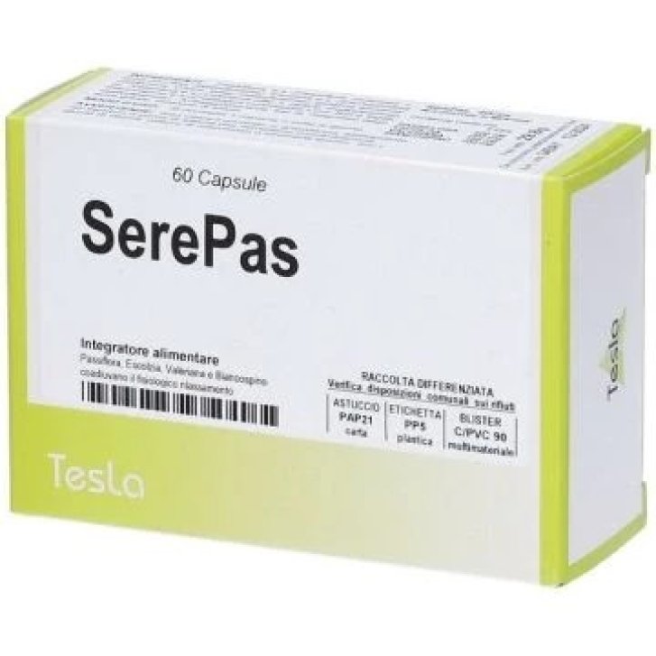 Serepas Integratore Alimentare per Stress e Insonnia 60 Capsule 32,87 g - Tesla Sas di Dr.Zucchi & C.