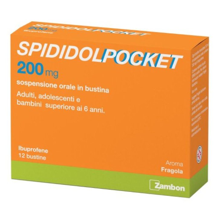 Spididol Pocket 200 mg Sospensione Orale in Bustina per Dolore e Febbre 12 Bustine - Zambon Italia Srl