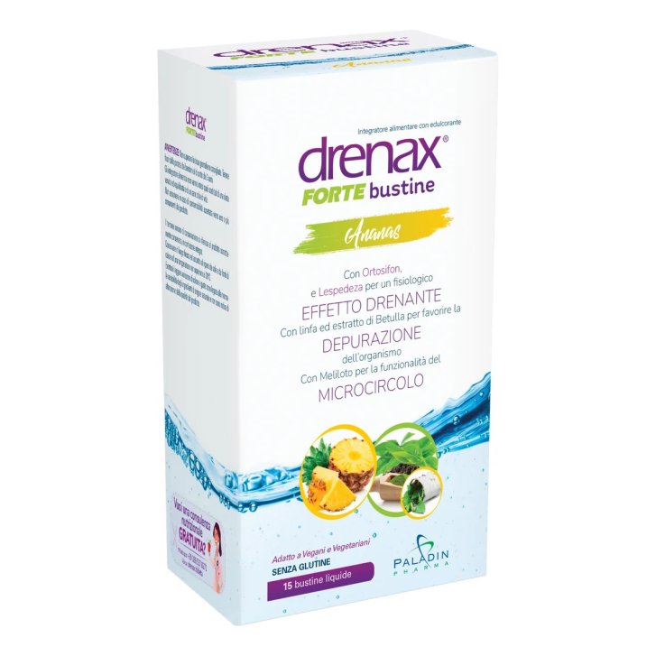 Drenax Forte Ananas Integratore Drenante con Aloe e Estratti Vegetali 15 Stick Pack - Paladin Pharma