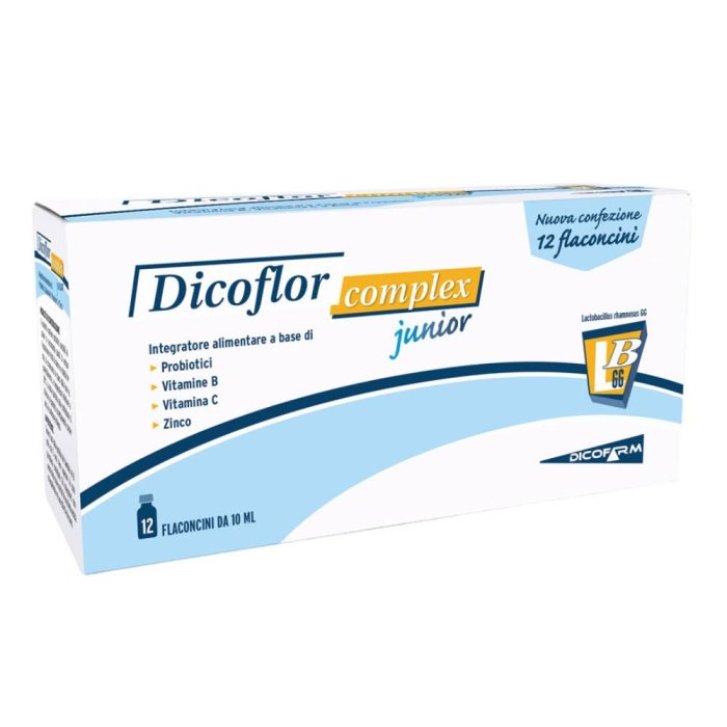 Dicoflor Complex Junior Integratore per Bambini con Probiotici Vitamine B Zinco 12 Flaconcini 10 ml - Dicofarm