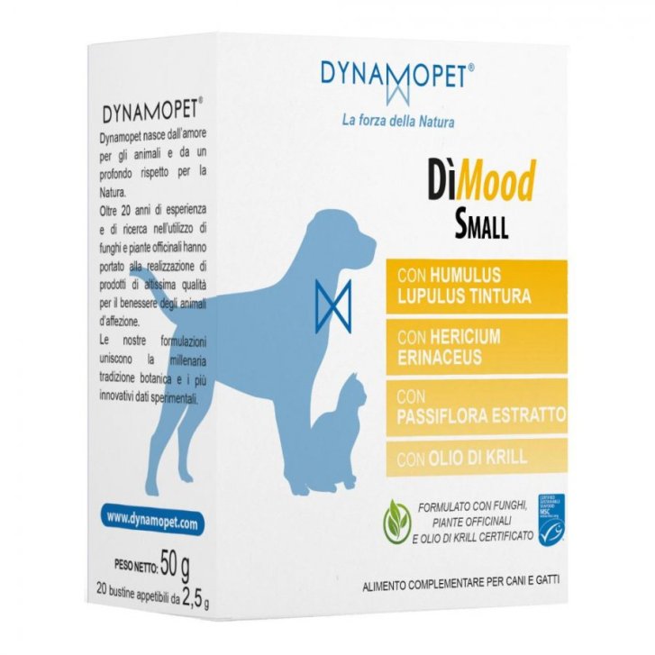 Dimood Small Alimento Complementare per Cani e Gatti con Humulus Lupulus e Krill 20 Bustine - Dynamopet