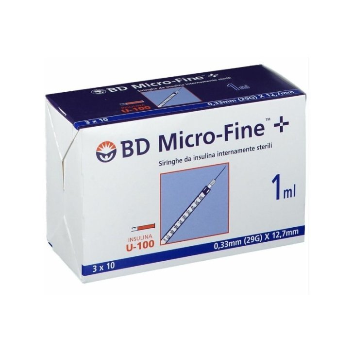 Siringa per Insulina Becton Dickinson 1 ml 100 UI Ago 29 Gauge 30 Pezzi - CORMAN
