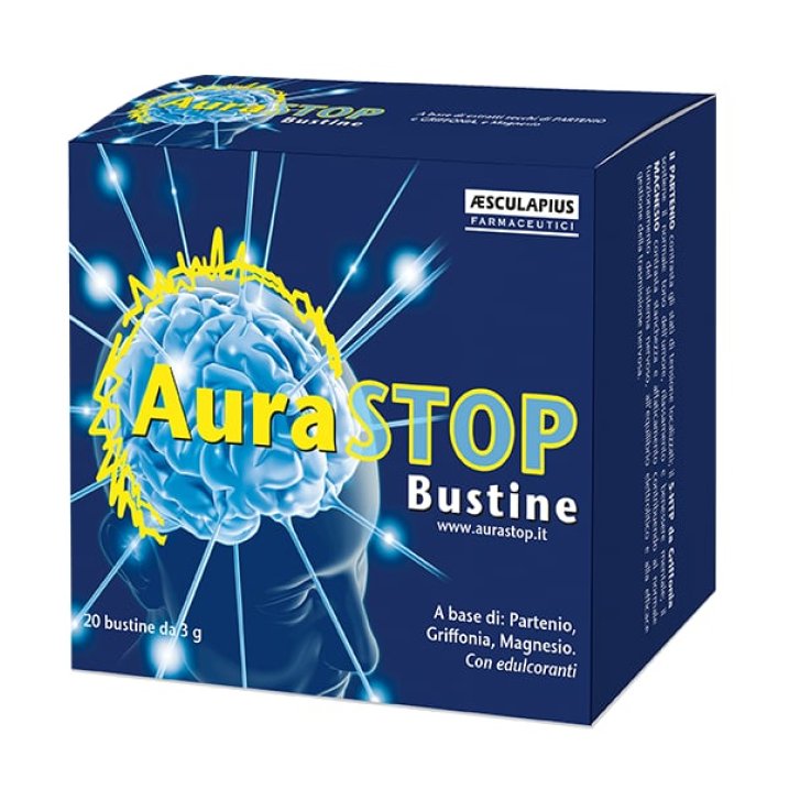 AuraSTOP Integratore per Tensione e Benessere Mentale con Magnesio Griffonia e Partenio 20 Bustine - Aesculapius Farmaceutici