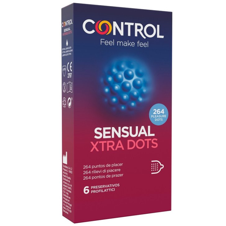 Control Sensual Xtra Dots Preservativi con 264 Punti in Rilievo 6 Pezzi - Control