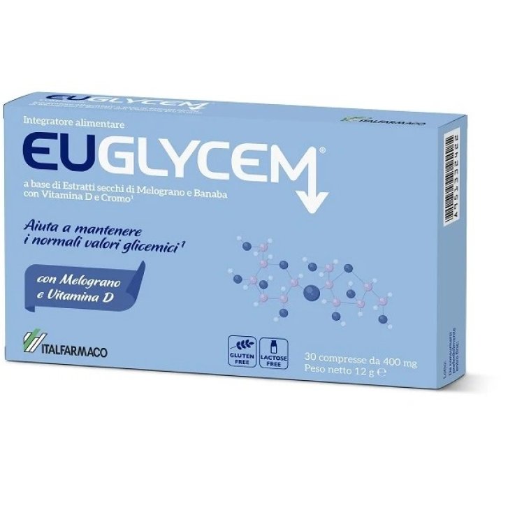Euglycem Integratore per Mantenimento Glucosio con Banaba Cromo Melograno Vitamina D 30 Compresse - Italfarmaco