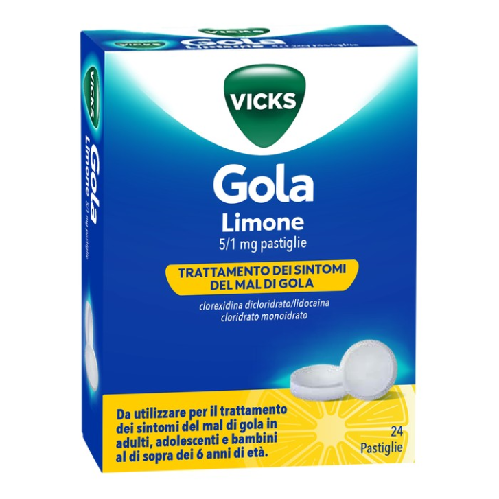 Vicks Gola Pastiglie per Mal di Gola con Clorexidina e Lidocaina 24 Pastiglie - Procter & Gamble