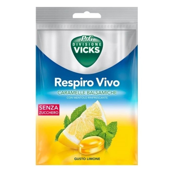 Vicks Respiro Vivo Caramelle Balsamiche con Limone e Mentolo Senza Zucchero 72 g - Vicks Vicks Respiro Vivo Caramelle Balsamiche con Limone e Mentolo Senza Zucchero 72 g - Vicks