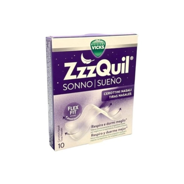 ZzzQuil Cerottini Nasali per Respirare Meglio durante il Sonno 10 Pezzi - Vicks ZzzQuil Cerottini Nasali per Respirare Meglio durante il Sonno 10 Pezzi - Vicks