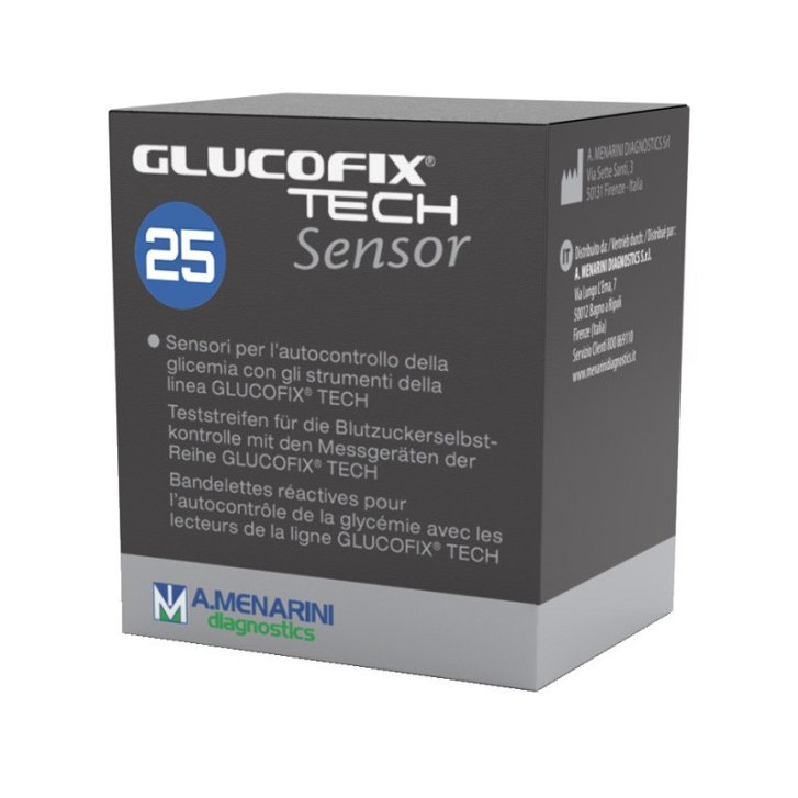 Glucofix Tech Sensor Strisce Misurazione Glicemia per Autocontrollo 25 Pezzi - A.Menarini Diagnostics