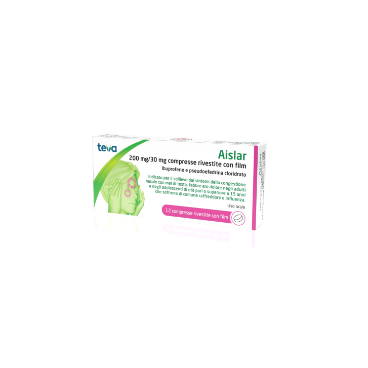 Aislar 200 mg/30 mg Compresse Rivestite con Film per Congestione Nasale e Mal di Testa 12 Compresse - Teva B.V. Aislar 200 mg/30 mg Compresse Rivestite con Film per Congestione Nasale e Mal di Testa 12 Compresse - Teva B.V.