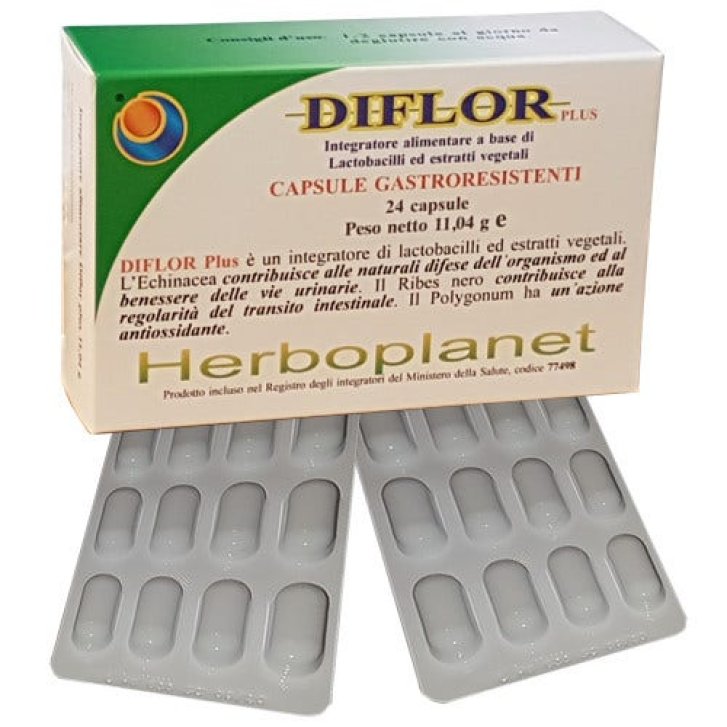 Diflor Plus Integratore Alimentare con Lactobacilli ed Estratti Vegetali 24 Capsule - Herboplanet